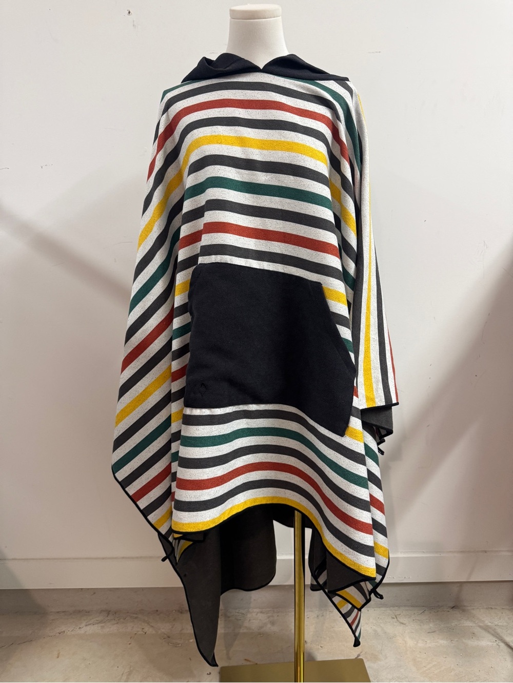 Nomadix Poncho Towel Striped Hooded Black Multi
